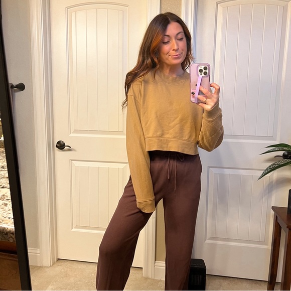 nuuds wideleg sweatpants and cropped sweatshirt set, cinnamon S - Picture 10 of 10